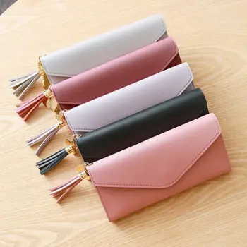 

Women Wallets Small Leather Purse Women Tassel Card Bags For Women 2020 Female Purse Money Double Zipper Clip Daily Lady Wallet