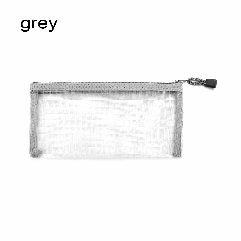 grey Простая прозрачная Сетчатая Сумка для документов, прозрачные канцелярские принадлежности на молнии, нейлоновая сумка, чехол для карандашей, офисные, школьные принадлежности - Цвет: grey