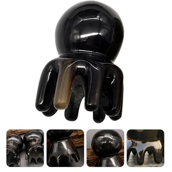 

1Pc Yak Horn Comb Handmade Comb Octopus Massage Comb for Health Care (Black)