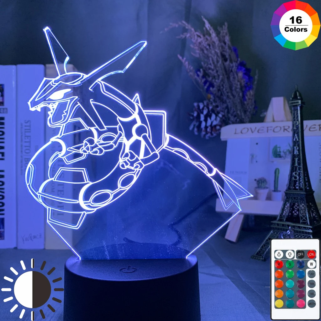 3d ночник Rayquaza рисунок ночной Светильник для детей спальня изменение цвета Usb настольная лампа игра Pokemon Go Rayquaza 3d ночной Светильник