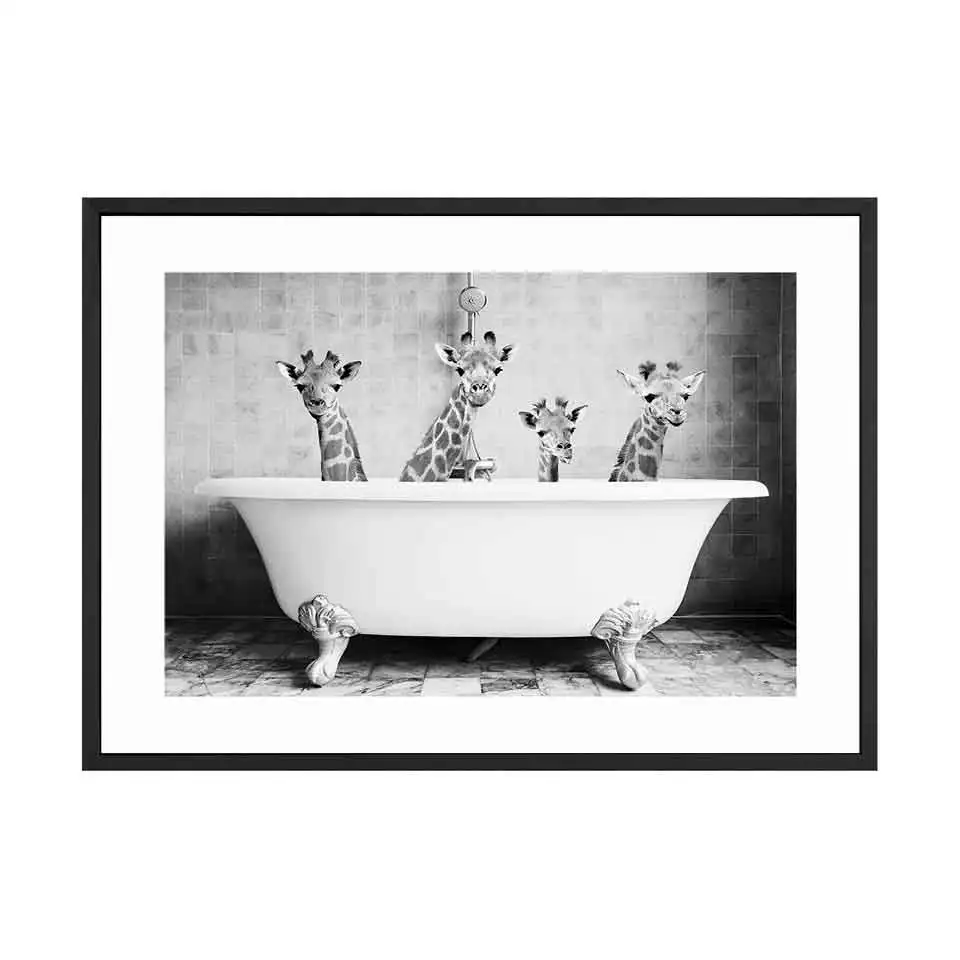 SKU图片_Baby_Animal_in_Bathtub_Poster_Panda_Giraffe_Elephant_Lion_Pig_Cow_Canvas_Painting_Nursery_Wall (13)