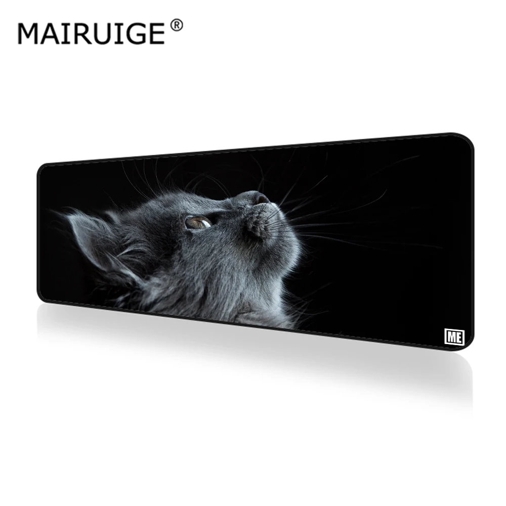 

Black Cat Animal Large Gaming Mouse Pad Computer Table MousePad Locking Edge Rubber Gamer Big Desk Mat 80x30cm/90x40cm