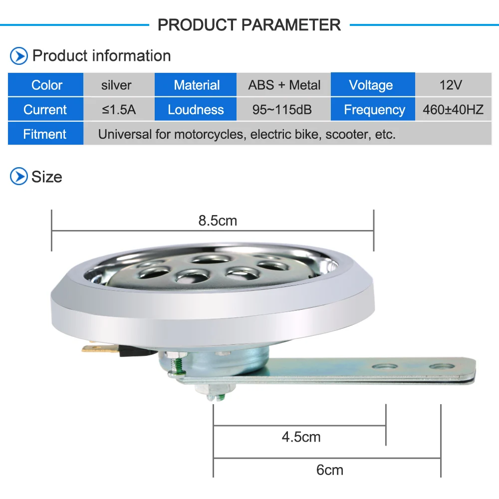 KKMOON 12V 110db 85 мм Универсальный мотоцикл электрический супер громкий Рог динамик
