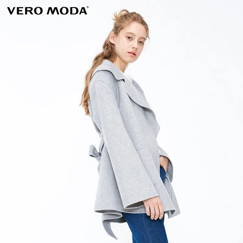 Vero Moda женское шерстяное свободное двухстороннее Короткое шерстяное пальто | 318427501 - Цвет: Lt. grey mel.
