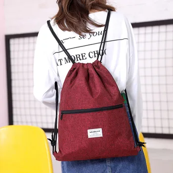 

Fashion Backpack Unisex Waterproof Zipper Bundle Rope Travel Sport Backpacks School Bags Oxford cloth simple design gift for boy