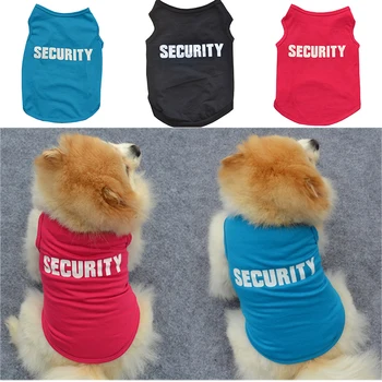 

100% Cotton Pet Clothes Cool Cat SECURITY Costume for Cats Small Dogs Spring & Summer Puppy Kitty Cat Vest Top T Shirt Clothing
