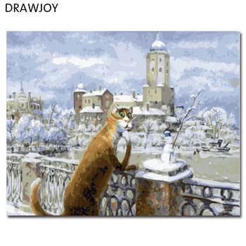 

Cat Frameless Pictures Painting By Numbers DIY Oil Painting By Numbers On Canvas Europe Home Decoration Wall Art GX4447 40*50cm