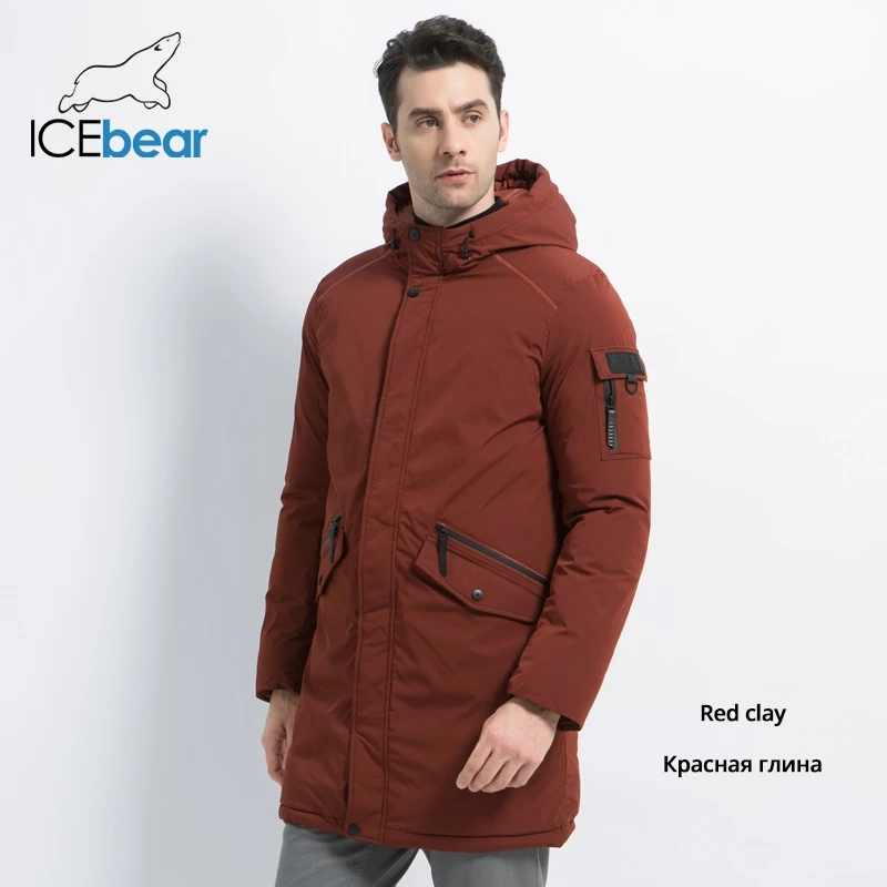 ICEbear Новое высококачественное зимнее пальто Простое Повседневное пальто дизайнерское мужское теплое пальто с капюшоном брендовые модные парки куртки MWD18718D - Цвет: M350