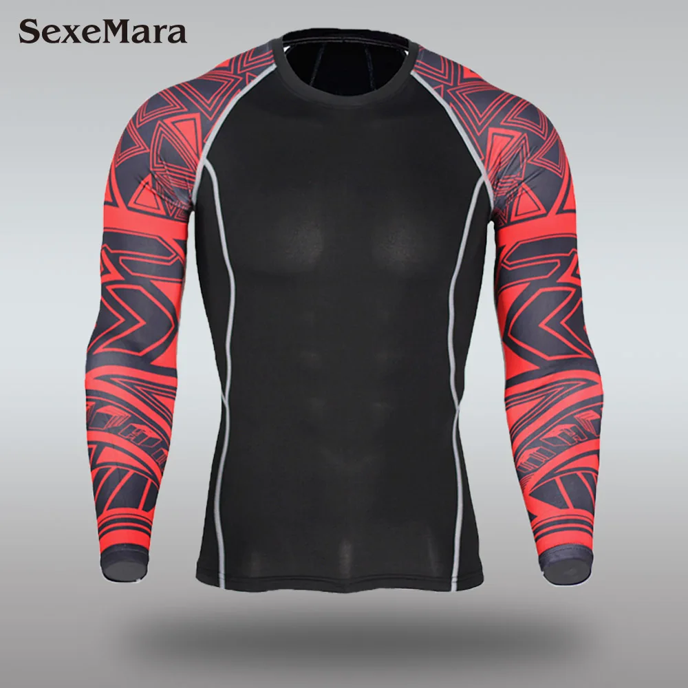 Only T-shirt Мужское термобелье для бега, мужская спортивная одежда для фитнеса, спортивный костюм, подштанники, компрессионное нижнее белье, одежда для мужчин - Цвет: Only T-shirt