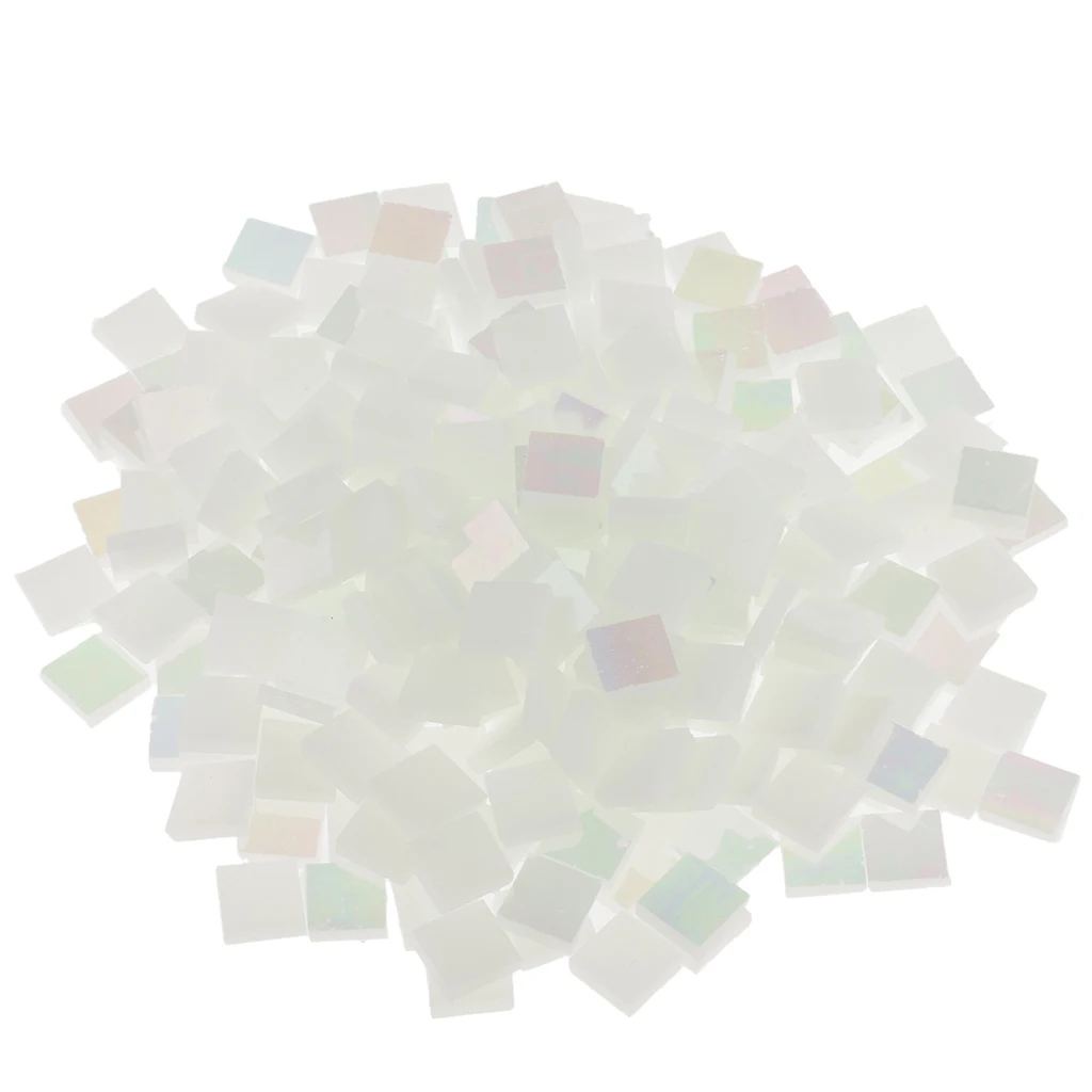 Bright white 250 шт. квадратная мозаика для изготовления красочных стеклянных мозаичных плиток Прозрачный камень для DIY головоломки художественные ремесла Создание 10x10 мм - Цвет: Bright white