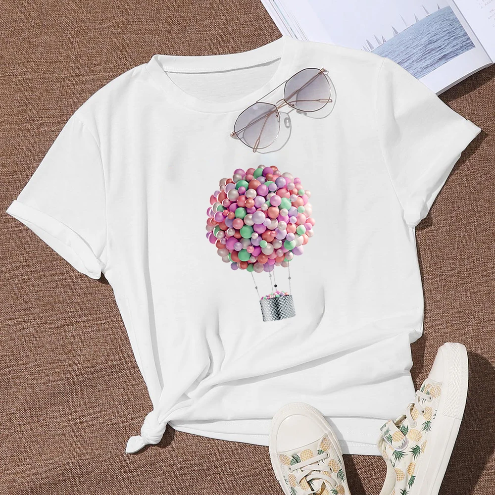 

Autumn Personality Modern Style t shirts women hot air balloon shirt Graphic women Pop Loose Modern Comfortable Trend T-shirt