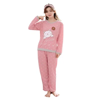 

Pajamas Set For Women Cartoon Print Sweet Pijama Suit Cute Long Sleeve Autumn/Winter New Loose Home Clothing