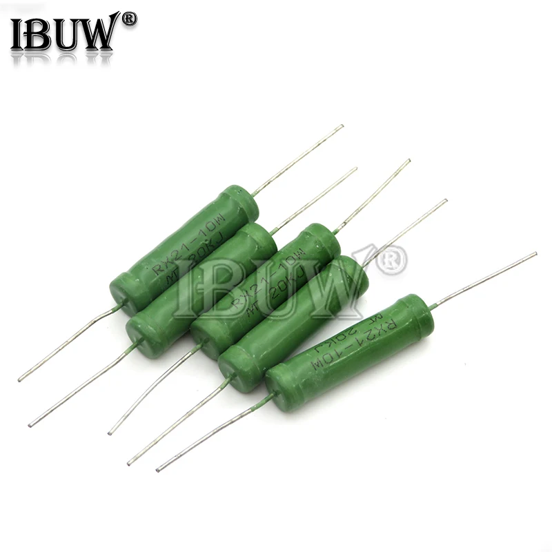 5PCS RX21 6W 10W Wire Wound Resistance 5% 1R 10R 100R 1K 10K 12K 15K 18R 20R 22R 24R 27R 30R 33R 36R 0.01R 0.05R 0.1R 0.12R wirewound resistor