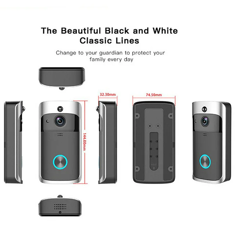 Smart WiFi Door Bell Kit Wireless IR Video Visual Camera Intercom Home Security Device Hi 888