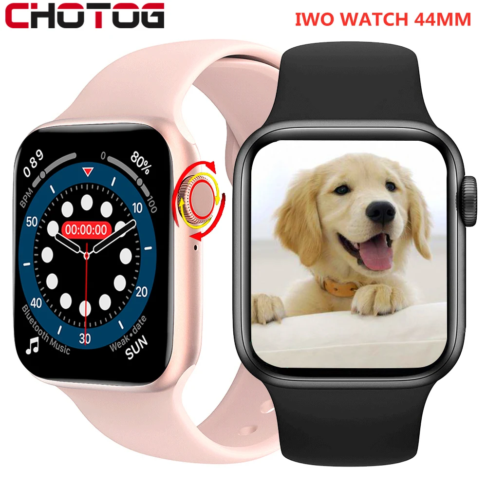 CHOTOG IWO Original Smart Watch Men Scroll Key Bluetooth Call Smartwatch Women Play Music 44MM 1.75 Inch Split Screen Watch 2021