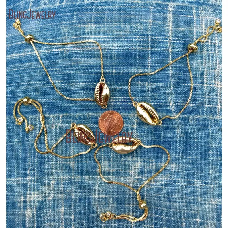 20190801-BM18650-gold cowrie bracelet cowrie shell adjustable bracelet square chain bracelet real seashell bracelet cuff bohemian jewelry bridesmaid gift_3