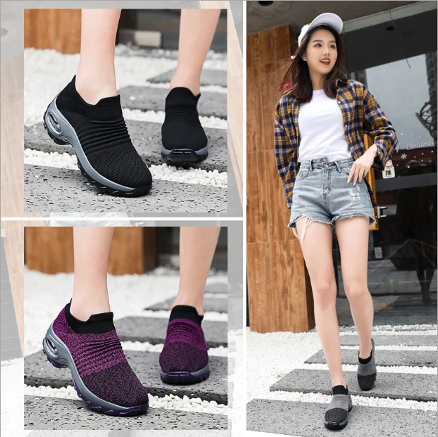 Женские кроссовки на платформе GH черные носки обувь для лета 2019|Мебельные