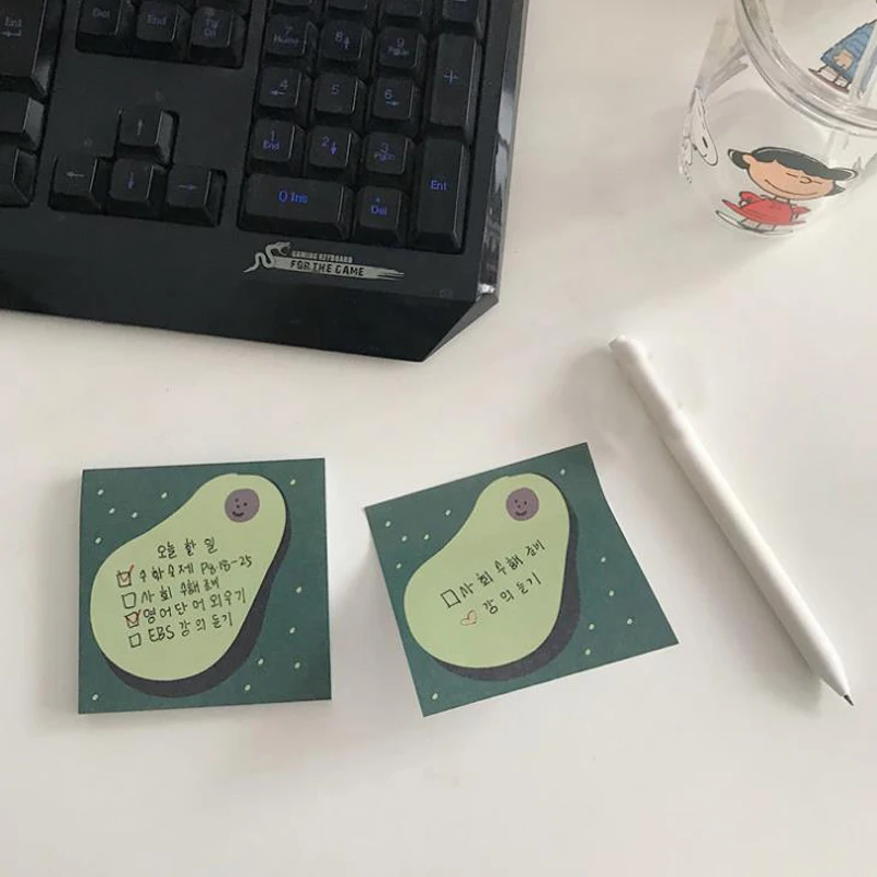 1 Pcs Kawaii 50 Pages Simple Fruit Avocado Paper Memo Pads Sticky Notes Notebook Notepad Girl Student Stationery Word Message