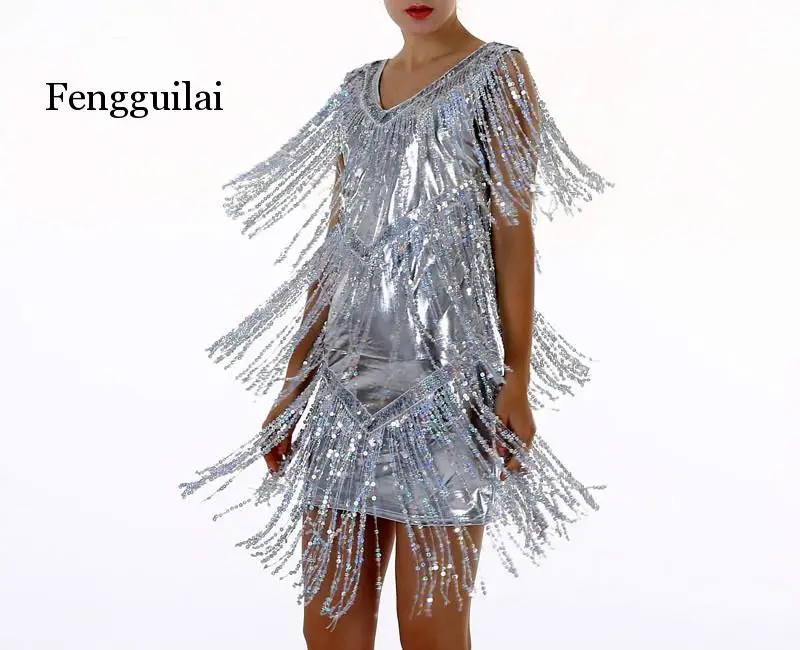 

Summer Dancing Vestido Sequin Dress Beautiful Flapper Dresses with Fringe robe