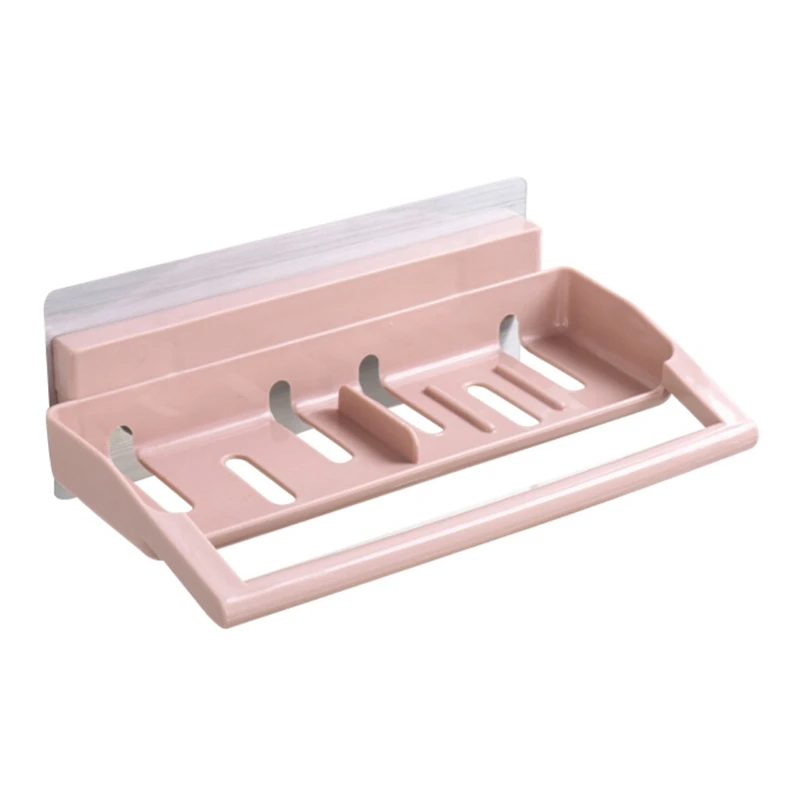 Pink Бесшовная наклейка, полка для ванной комнаты, держатель для губки, стойка для хранения кухонной раковины, кронштейн для домашнего сада - Цвет: Pink