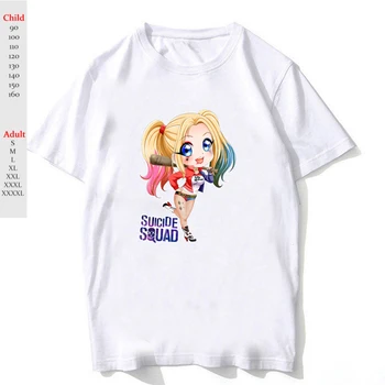 

Fashion Adult Kids Funny Harley Quinn Print T-shirt Summer Suicide Squad Joker T Shirt Streetwear O-neck Graphic Tshirt Tee Tops