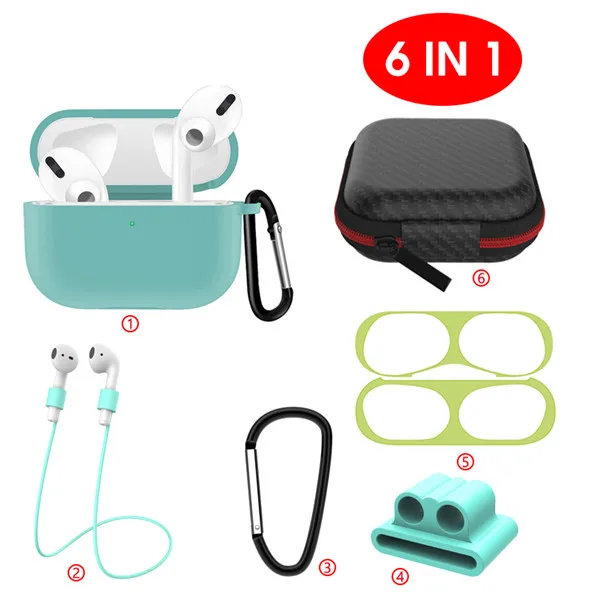 3 6 в 1 силиконовый чехол для Airpods-Pro Airpods 3 Air Pods профессиональные наушники Bluetooth чехол для Airpods-пылезащитный чехол для хранения кожи - Цвет: 3