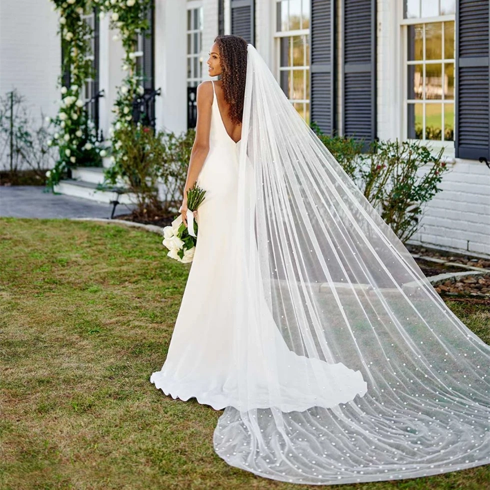 TOPQUEEN V05 Pearls Wedding Veils with Comb 100% Handmade Beaded Wedding Accessories 3M Cathedral Wedding Veil Luxury Elegant TOPQUEEN V05 Pearls Wedding Veils with Comb 100% Handmade Beaded Wedding Accessories 3M Cathedral Wedding Veil Luxury Elegant