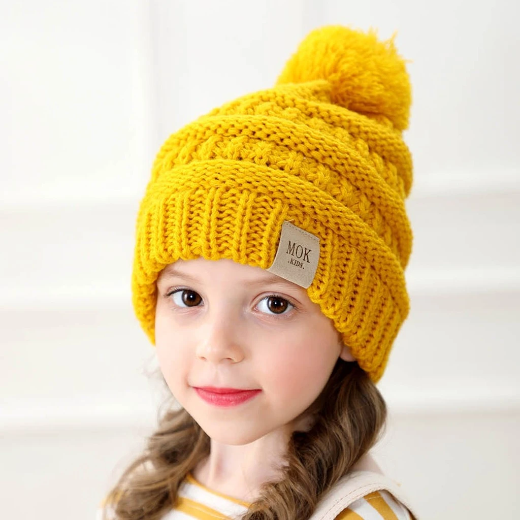 New Fashion Newborn Cute Baby Beanies Boys Girls Winter Keep Warm Hat Kids Knitted Wool Hemming Hat Fit Boy Cap Knitted 904