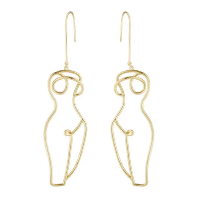 A HUANZHI New Popular Hollow Line Outline Abstract Human Body Pendant Drop Metal Earring for Women Girl Party Simple Jewelry - Окраска металла: A