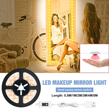 

USB Hand Sweep Sensing Cosmetic Light 5V LED Vanity Mirror Lamp 0.5 1 2 3 4 5 M PIR Bedroom Dressing Table Light Makeup Lamp