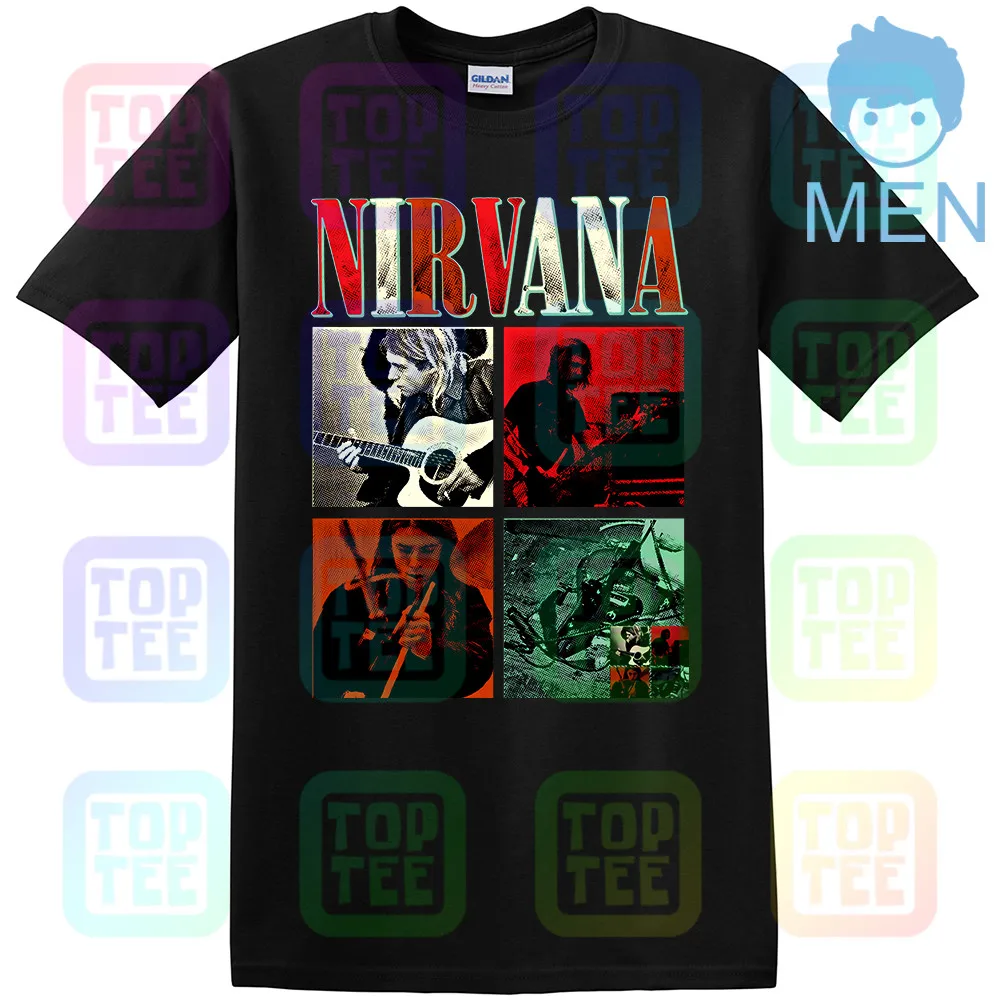 NIRVANA Официальная футболка Курт Кобейн. С фото группы - Цвет: MEN-BLACK