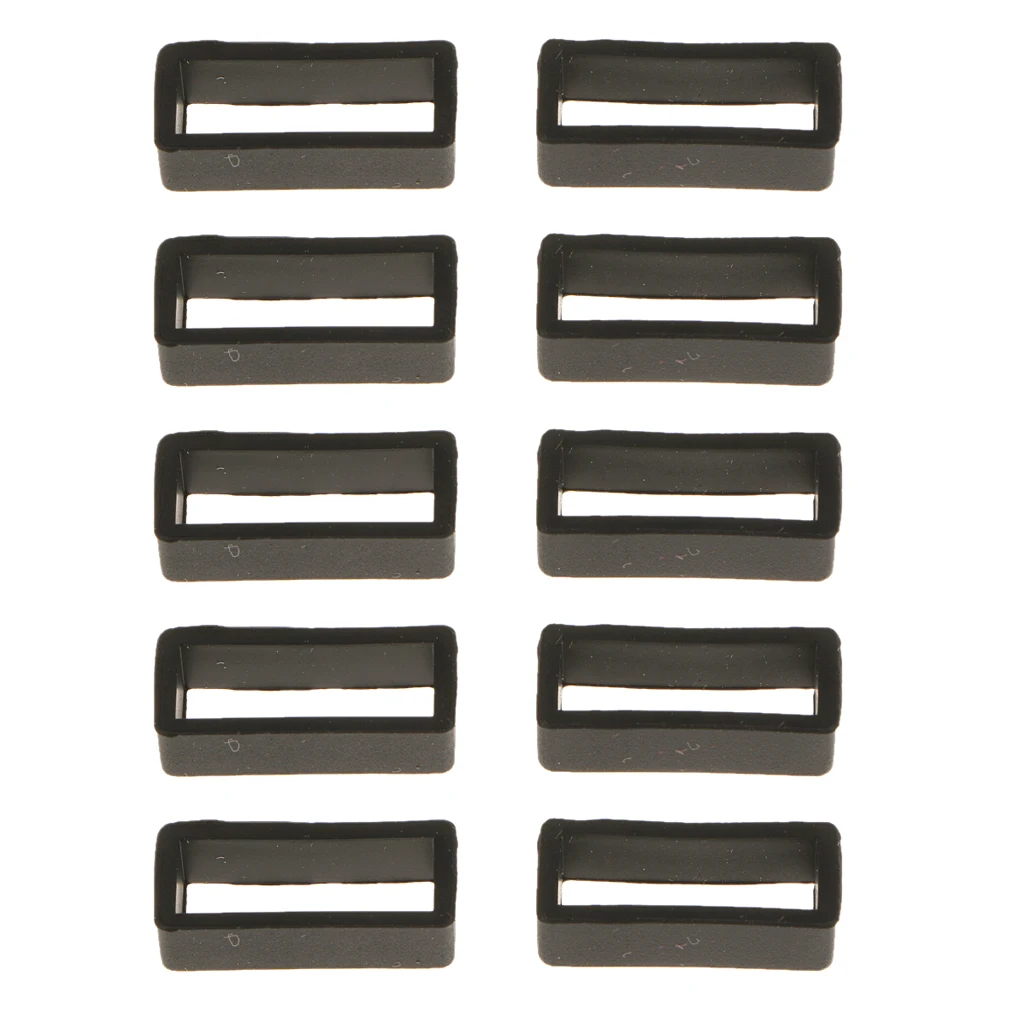 10 Pieces Rubber Watch Band Strap Loops Black Silicone Replacement Resin Watch Bands Keeper Holder Retainer Size 20mm