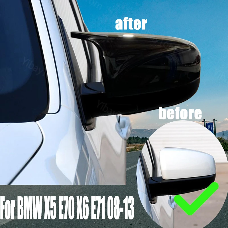 Крышки для зеркала заднего вида в форме рога черные 2 шт. BMW X5 E70 X6 E71 2008 2009 2010 2011 2012