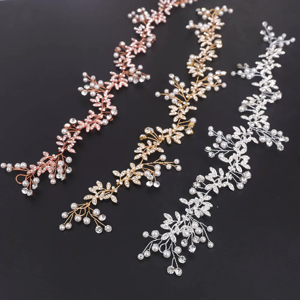 Wedding Necklace Pearl Rose Gold Y Bridal VINE LEAF BACKDROP 