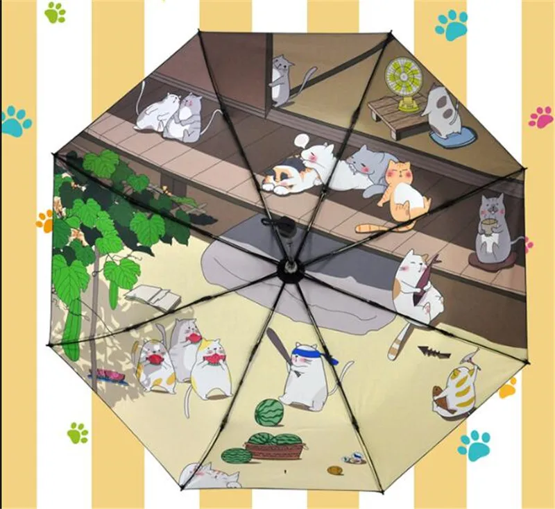 Аниме мультфильм игра Neko atsum Милая кошка печать зонтик Солнце Дождь Складной