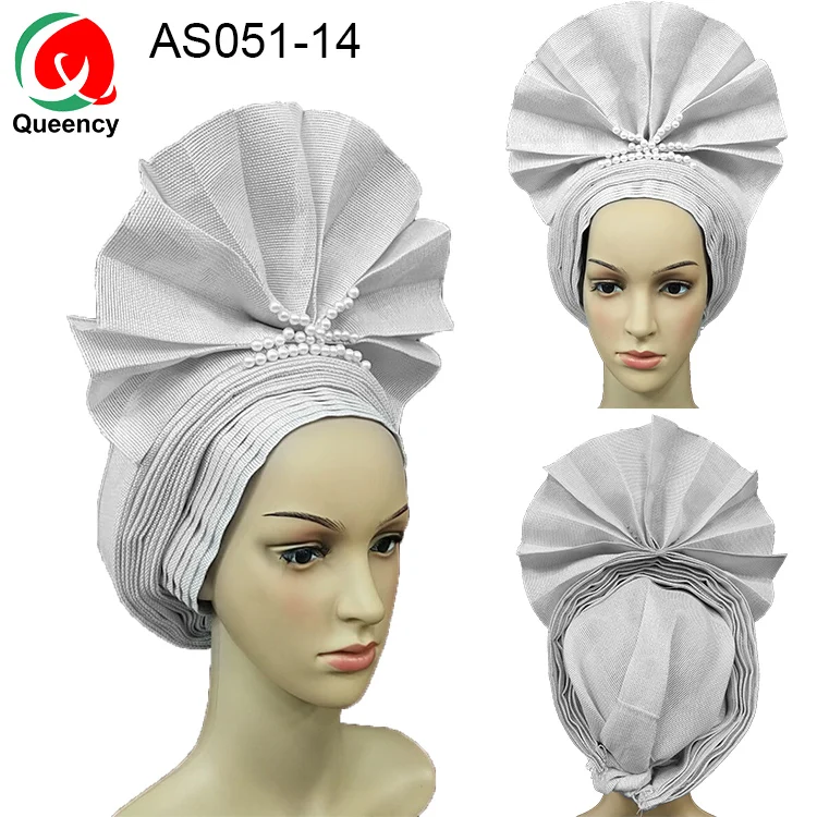 AS051 быстрая, особый стиль, уже сделанный Gele, нигерийские бусы, головные уборы для женщин, вечерние, свадебные
