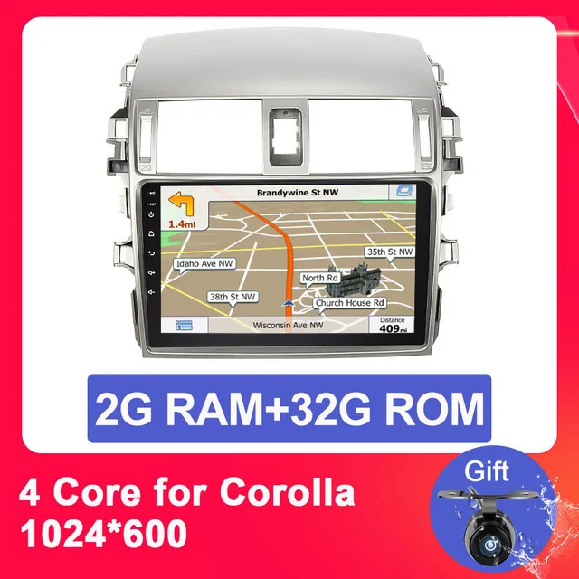 2G 32G Quad Core Eunavi TDA7851 2 din Android 9,1 Автомобильный мультимедийный dvd плеер gps для Защитные чехлы для сидений, сшитые специально для Toyota Corolla 2007 2008 2009 2010 2011 1024*600 стерео радио - Цвет: 2G 32G Quad Core