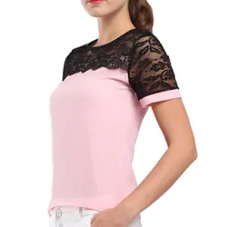 Mulheres Blusas Casual OL Blusa de Renda Chiffon Verão Solto camisa Desgaste do Trabalho Camisa Feminina Blusas Tops Camisas Plus Size XXXL/ 5XL Rosa/Vermelho blusas femininas de verão 2019 blusas mulher elegantes