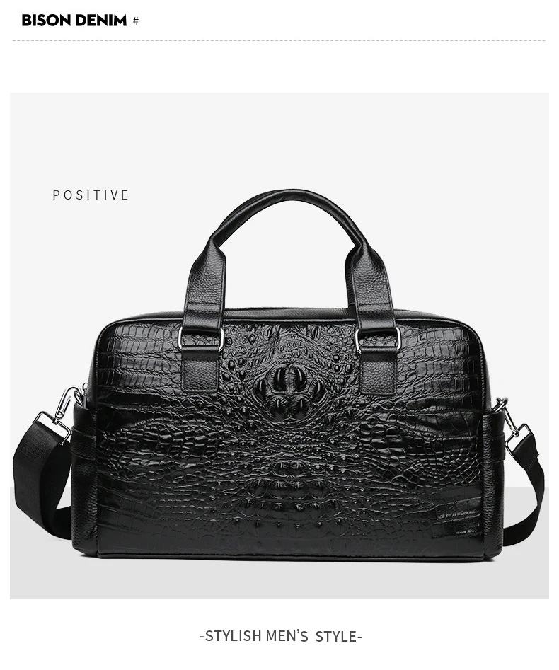 Cow Genuine Leather Alligator Travel Bags Luxury Men Large Capacity Portable Male Shoulder Bags Brand Real Leather Travel Duffle
