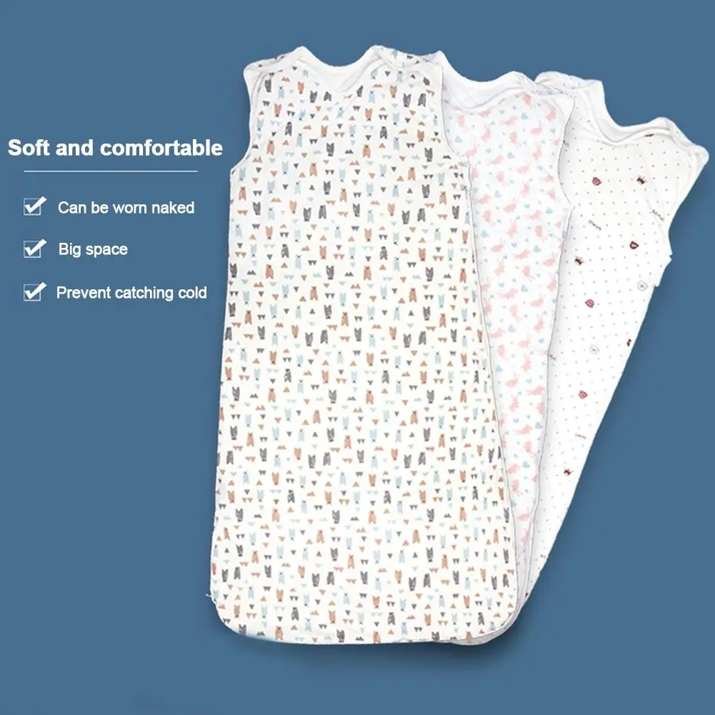 Baby Sleeveless Sleeping Bag Autumn Winter Thick Wearable Blankets Combed Cotton Child Anti-kick Wearable Blanket Baby Supplies