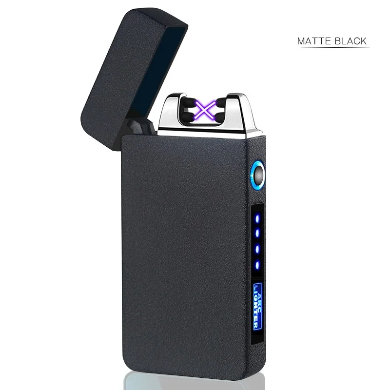 5 шт. USB электрическая зажигалка для сигарет отпечаток пальца сенсорный огонь электронная плазменная двойная дуга Зажигалка ветрозащитные металлические зажигалки - Цвет: Black 5pcs