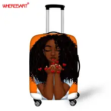 Wheresart Afro Girls akcesoria podróżne pokrowiec na bagaż walizka ochrona bagaż osłona przeciwpyłowa rozciągliwe tkaniny zestaw bagażnika tanie tanio WHEREISART POLIESTER 74cm 180g Stretch Fabric YQ3572 POKROWIEC NA BAGAŻ 50cm 30cm GEOMETRIC 44*58cm Apply to 18-22 inch suitcase