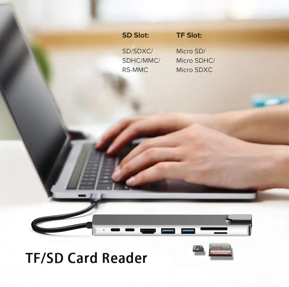 Type C-HDMI концентратор USB C 4K PD 5A 87W док-станция Rj45 Lan USB 3,1 разветвитель USB-C питания Аксессуары Для iMac air MacBook Pro