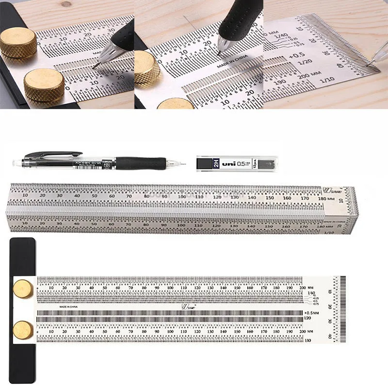 Woodworking Scribe Highprecision Scale Ruler Hole Scribing ruler crossedout Line Drawing