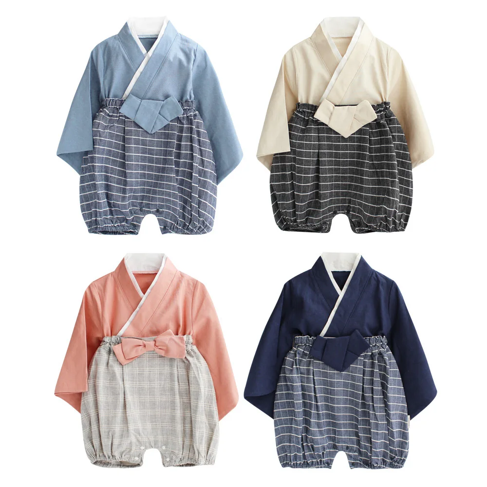 Children Japanese Kimono Baby Girls Boys Pajamas Infant Rompers Yukata Kids Samurai Dress Child Hanbok Pyjamas