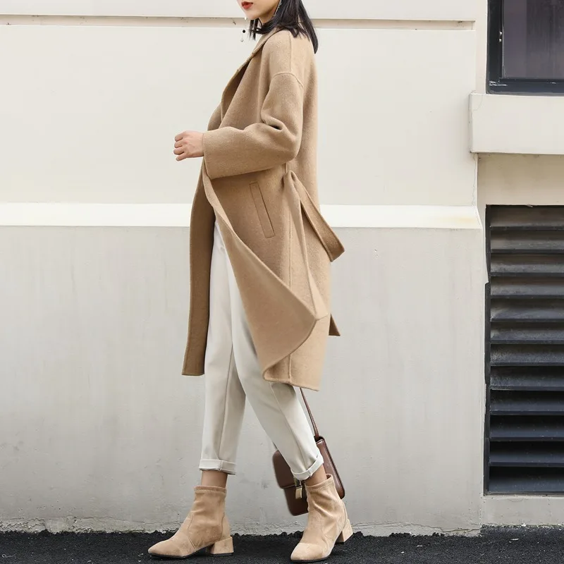 

Spring of 2020 the new double-sided cashmere coat female in long al mighty popular cloth coat sheep camel hair