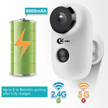 

XVIM 1080P HD Wireless Battery Security Camera, Rechargeable Waterproof WiFi Camera with Night Vision and Motion Detection