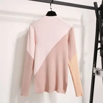 

Spring Autumn Women Elegant All-match High Quality Stylish Contrast Color Warm Knitting Sweater Casual Pullover Fitness Sweaters