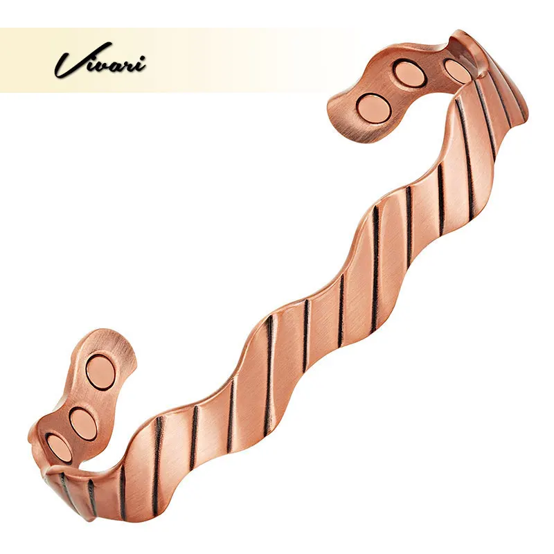 

Vivari волнистые формы, магнитный женский браслет, античный браслет из 100% меди, модный мужской браслет, браслет, очаровательный браслет