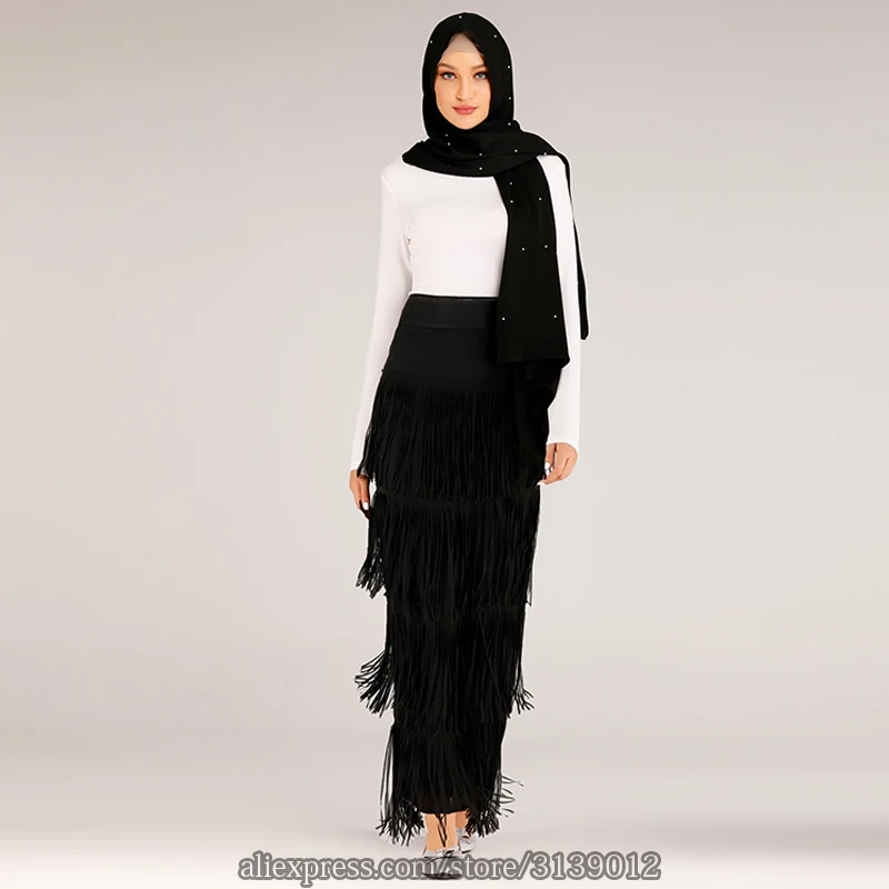 Длинная юбка с кисточками для мусульманских женщин, нижняя Абая, Турецкая, мусульманская, Moslim, юбки Elbise Musulman Vetement Femme, Дубай, Jupe Musulmane